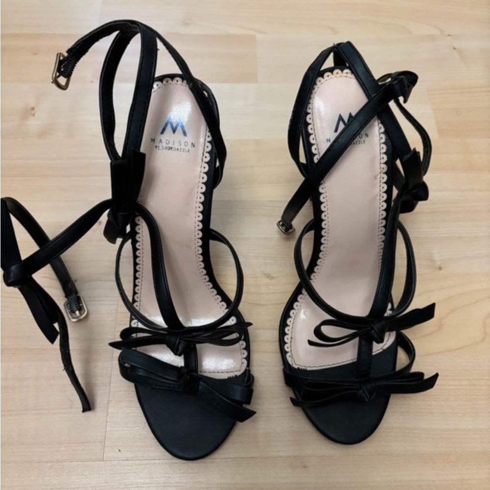 Madison Elegant Black Strappy Heels